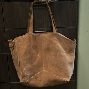Brown suede tote bag